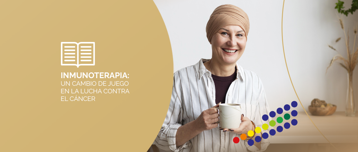Representación de la inmunoterapia combatiendo células cancerosas