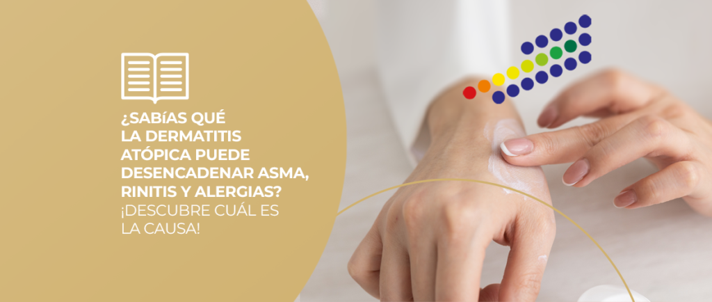 Niño con dermatitis atópica utilizando inhalador para el asma