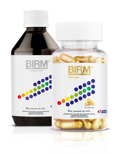 Dos tarros de Birm inmunomodulador (en cápsulas y solución oral)