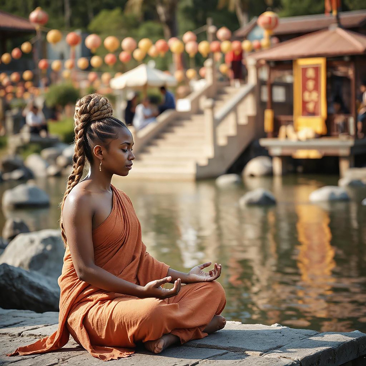 Mujer practicando Mindfulness y atención plena en Padmasana